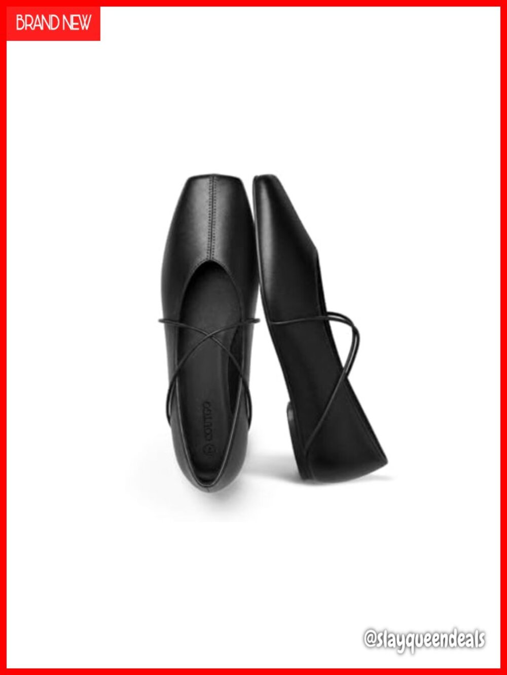 Square Toe Ballet Flats Faux Leather Crisscross Strap Slip On Mary Jane Work